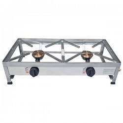Table de cuisson en acier inoxydable à gaz autoportante 60x30 2 foyers - 1