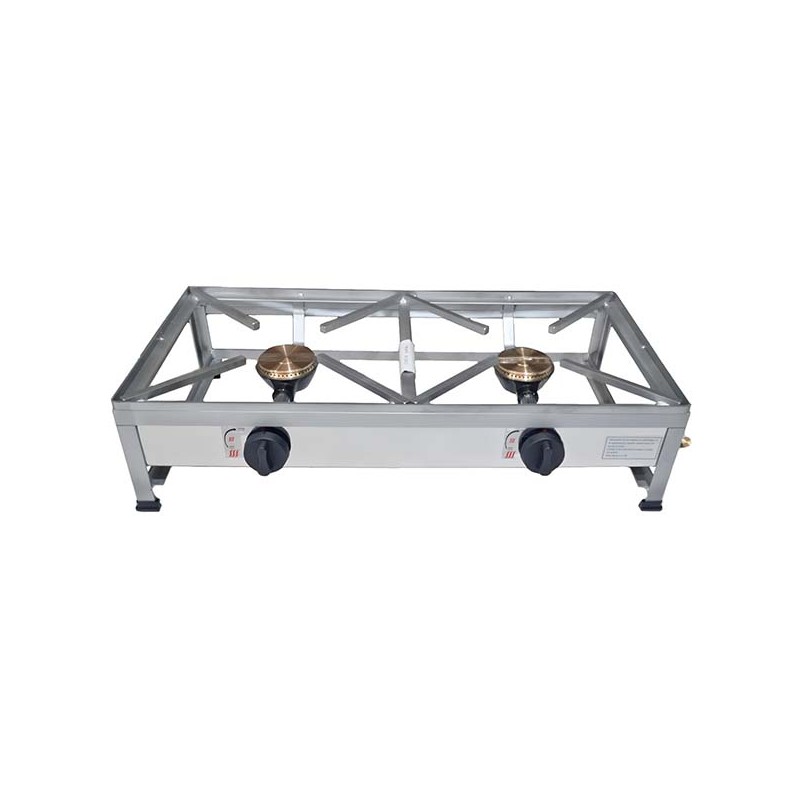 Table de cuisson en acier inoxydable à gaz autoportante 60x30 2 foyers - 1