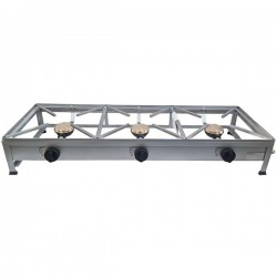 Table de cuisson en acier inoxydable à gaz autoportante 120x40 3 foyers - 1