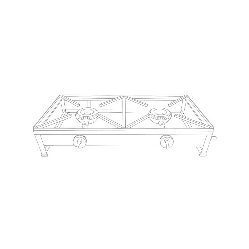 Table de cuisson en acier inoxydable à gaz autoportante MAXI 80x40 2 foyers - 3
