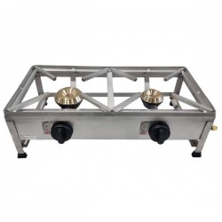 Table de cuisson en acier inoxydable à gaz autoportante MAXI 80x40 2 foyers - 1