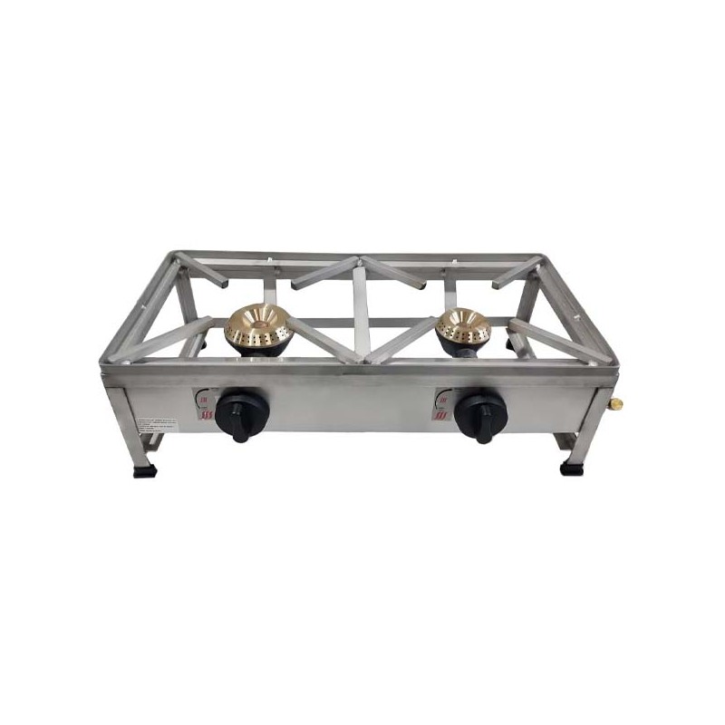 Table de cuisson en acier inoxydable à gaz autoportante MAXI 80x40 2 foyers - 1