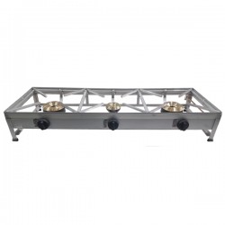 Table de cuisson en acier inoxydable à gaz autoportante MAXI 120x40 3 foyers - 1