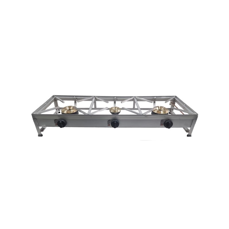Table de cuisson en acier inoxydable à gaz autoportante MAXI 120x40 3 foyers - 1