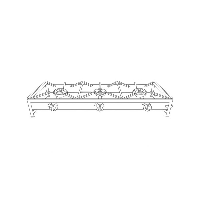 Table de cuisson en acier inoxydable à gaz autoportante MAXI 120x40 3 foyers - 3