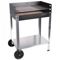 Barbecue au charbon avec roulettes et briques réfractaires 56,7 x 36 x 83 cm - 1
