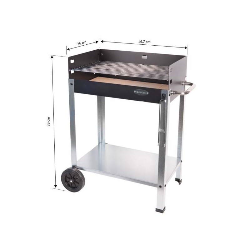 Barbecue au charbon avec roulettes et briques réfractaires 56,7 x 36 x 83 cm - 7 Barbecue au charbon avec roulettes et briques réfractaires 56,7 x 36 x 83 cm - 7