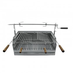 Gril à charbon BROIL avec brochette rotative en inox 60 x 40 cm - 1