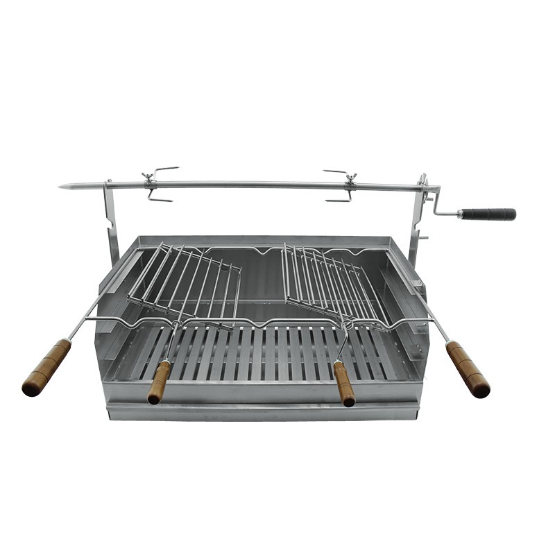 Gril à charbon BROIL avec brochette rotative en inox 60 x 40 cm - 1