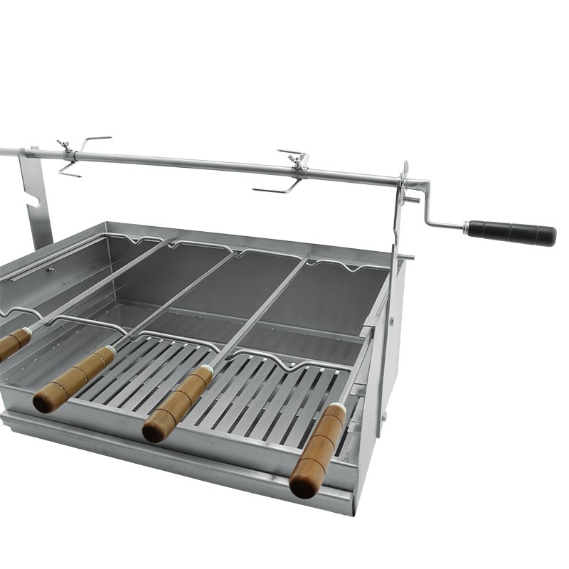 Gril à charbon BROIL avec brochette rotative en inox 60 x 40 cm - 2