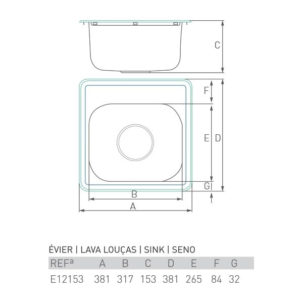 Évier à encastrer HEMATITE inox 1 cuve 38 x 38 - 3 Évier à encastrer HEMATITE inox 1 cuve 38 x 38 - 3
