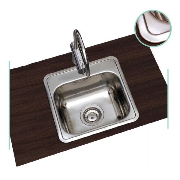 Évier à encastrer HEMATITE inox 1 cuve 38 x 38 - 2 Évier à encastrer HEMATITE inox 1 cuve 38 x 38 - 2
