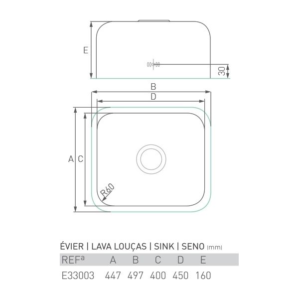 Évier inox sous plan AGATE 1 cuve 45 x 40 x 16 - 3 Évier inox sous plan AGATE 1 cuve 45 x 40 x 16 - 3