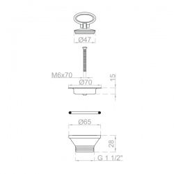 Bonde bouchon plastique pour évier de cuisine diamètre 70 mm - 3