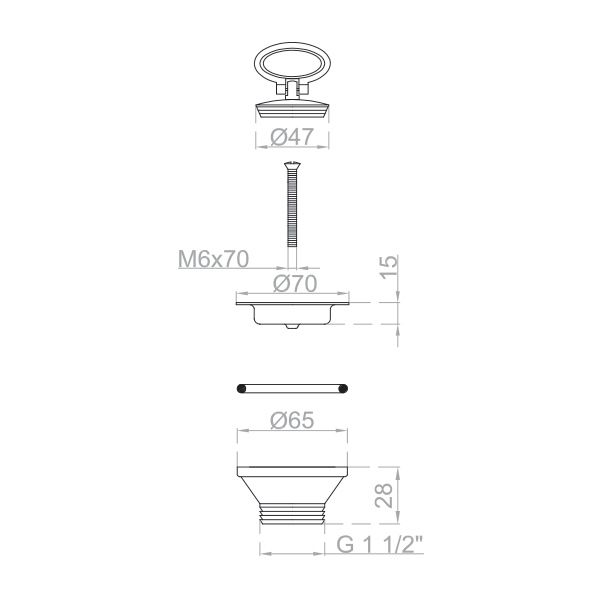 Bonde bouchon plastique pour évier de cuisine diamètre 70 mm - 3 Bonde bouchon plastique pour évier de cuisine diamètre 70 mm - 3