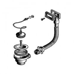 Bonde à bouchon inox pour évier cuisine + trop-plein diamètre 115 mm - 2