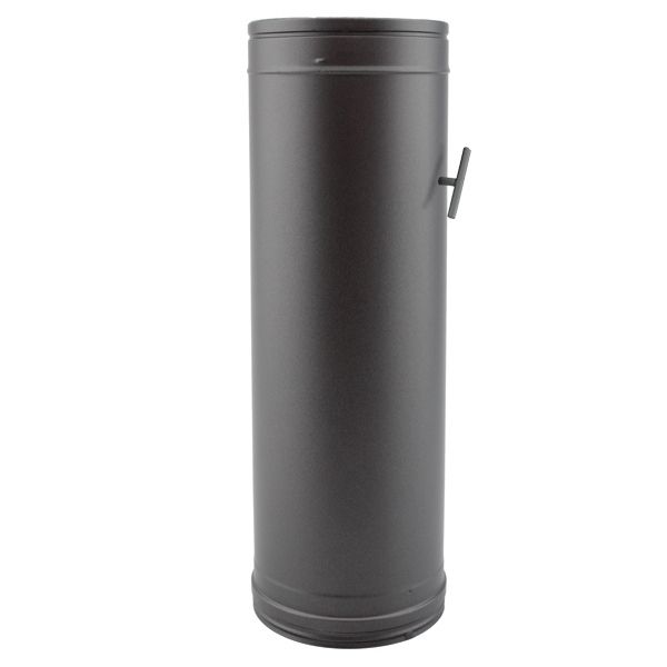 Tuyau poêle à clé tirage double paroi 1M Noir diamètre 180230 TraCheminée
